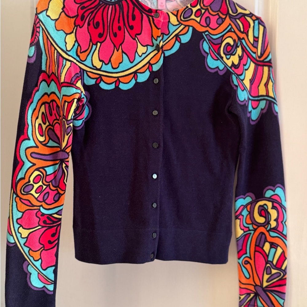 Lilly Pulitzer navy sweater with ornate Floral Patterns (dress sold separately)